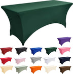 6-Pack 6ft Spandex Table Covers for Rectangle Standard Folding Tables - Wrinkle Resistant Stretch Tablecloths - Ultimate Fitted Table Protector for Parties, Trade Shows, Wedding