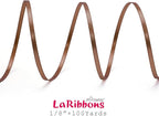 LaRibbons Brown Satin Ribbon 1/8 Inch 100 Yards Thin Luxury Double Faced Mocha Mousse Silk Ribbon for Flower Bouquet Crafts Gift Wrapping Wedding Decoration