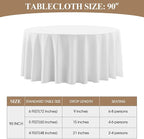 Round Tablecloth 10 Pack 90 Inch White Tablecloths Washable Decorative Linen Polyester Table Clothes Cover for Dining Table Banquets Buffet Parties and Wedding