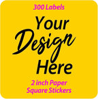 300 pcs Premium Custom Stickers Uncoated Paper 2 inch Square - Personalized Stickers for Businesses with Logo and Name