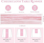 Sioloc 5 Pack Light Pink Cheesecloth Table Runner Fall Autumn Decor for Home 10ft Table Cloth for Tea Wedding Birthday Party Baby Bridal Shower Halloween Thanksgiving
