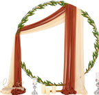 Socomi Wedding Arch Draping Fabric 29" x 20Ft 2 Panels Champagne and Terracotta Sheer Outdoor Curtain Drapes Extra Long for Bridal Baby Shower Birthday Party Decor