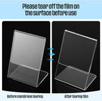 Ctosree 12 Pcs Acrylic Photo Frame L shape Slant Back Desktop Photo Frames Plastic Clear Sign Clear Acrylic Display Stand Table Top Sign for Home Office Wedding Restaurant Menu (3.5 x 5 Inch)