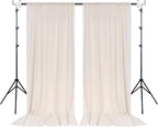 10ft x 10ft Beige Backdrop Curtains for Wedding Birthday Baby Shower Photography Backdrop Fabric Curtains Drapes Home Window Decorations Rod Pocket Light Filtering Window Drapes,5ft x 10ft, 2 Panels