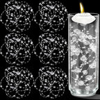 50 PCS Artificial Floating Beads for Centerpieces Vases, Clear 8+3mm String Beads for Wedding Party Faux Pearl String for Decorating, String Pearls for Crafts Vase Filler