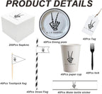 SharkBliss RIP Thirties Party Supplies 480 PCS – Paper Cocktail Napkins Party Cups Water Bottle Labels Toothpick Flags Drinking Straws Gift Tags Forks Plates for Death to My 30s 40th Birthday
