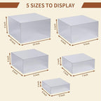 Acrylic Risers for Display 5 Pcs, Food Risers for Party Silver Acrylic Risers Display Stands Acrylic Box Nesting Display Risers for Jewelry Bag Cosmetics Catering Dessert Collectibles