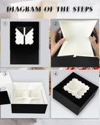 Bakepacker Auto-pop up 4 Cupcake Boxes with Window 20 Count Black Box 6.3 x 6.3 x 3inch Cupcake Carrier