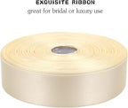 Rice White Solid Satin Ribbon 1 Inch 50 Yards Solid Polyester Fabric Ribbon for Gift Wrapping Wedding Christmas Baby Shower Birthday Party Decoration Handmade Immortal Flower Craft