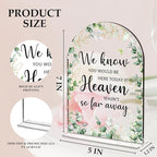 Wedding Memorial Sign，Heaven Wasn't So Far Away Sign，Wedding Supplies 5x7 Inch, Wedding Decor Loving Memory Sign for Ceremony And Reception，Arch Acrylic Table Signs for Anniversary, Event ((Foliage)