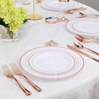 WDF 120 Pieces Rose Gold Plastic Silverware- Disposable Flatware Set-Heavyweight Plastic Cutlery- Includes 40 Forks, 40 Spoons, 40 Knives for Valentine's Day, Mother's Day,Wedding&Party