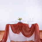 16PCS Terracotta Cheesecloth Table Runner 10FT Table Runner Cheesecloth 35x120Inch Boho Gauze Cheese Cloth Table Runner Long Rustic Sheer Table Runners for Wedding Party Baby Bridal Shower Table Decor