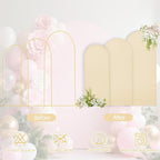 WEERRW Beige Arch Backdrop Cover Ballon Arch Stand Covers Set of 3 Spandex Fitted Round Top Chiara Stretchy Backdrop for Wedding Birthday Party Decoration(6FT, 6.6FT, 7.2FT)