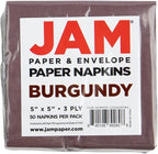 JAM PAPER Small Beverage Napkins - 5 x 5 - Burgundy - 50/Pack