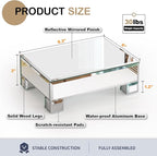 Mirrored Risers for Display, Tabletop Display Stand, Mirrored Perfume Tray for Vanity, Silver Soap Stand, Pedestal Stand, Glass Risers for Countertop, 8.6”W x 6”D x 3”H