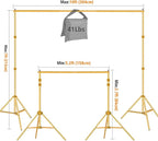 10ft x 7ft - Titanium Gold Adjustable Photography Backdrop Support System Photo Video Studio Background Stand Kit with Carry Bag for Portrait & Studio Photography