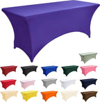 6-Pack 6ft Spandex Table Covers for Rectangle Standard Folding Tables - Wrinkle Resistant Stretch Tablecloths - Ultimate Fitted Table Protector for Parties, Trade Shows, Wedding
