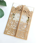 MillaSaw Craft Paper Fence Laser Cut Invitation Card For Wedding Birthday Anniversary 25pcs (4.9"x7.1", brown)