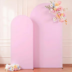7.2FT 6FT Arch Backdrop Cover for Wedding, Set of 2 Stretchy Spandex Fitted Arch Stand Cover for Baby Shower, Birthday Party Decor, Chiara Backdrop Cover with Double-Sided Design(Pink)