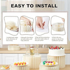 Albassa 4 PCS Buffet Risers Food Risers for Buffet Table Foldable Cardboard Food Display Stands with PVC Plates for Party Wedding Show Catering Desserts Jewelry (White, 4 PCS)
