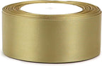 Champagne Gold Solid Satin Ribbon 1-1/2 Inch 25 Yards Solid Polyester Fabric Ribbon for Gift Wrapping Wedding Christmas Baby Shower Birthday Party Decoration Handmade Immortal Flower Craft