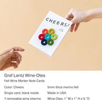 Graf Lantz - Wine-Ote's Merino Wool Wine Glass Charms (Cheers) 7 Count - Drink Markers with Note Card - Reusable - 7 Colors - Boho Style - Home Decor, Party Favors & Vacation Essentials - 5mm Felt
