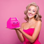 UnicoPak 30 Pack Shiny Hot Pink Gable Gift Boxes Party Favor Boxes, Candy Treat Boxes Goodie Bags for Candy, Treats, Girl Theme Birthday Party Wedding Valentine Baby Shower – 6.5x3.5x3.5 Inches