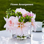 EnovaFloral Square Glass Cube Vase (4x4 Inch) - Set of 1 with Floating Candle Holders for Wedding Centerpieces & Home Office Decor