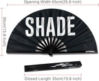 UV Glow Rave Fan, Bamboo Folding Clack Hand Fans Foldable for Men Women, Boots on the Ground Poping Fan for EDM Festival Line Dance Decoration, (Shade Pattern, Large 13")