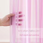 10x10ft Pink Chiffon Backdrop Curtain with Lights for Wedding Parties Baby Shower, Pink Sheer Backdrop Curtains for Girls Birthday Party Bridal Shower Photo Shoot Decor (5×10ft, 2 Panels)