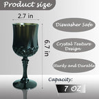 Plastic Wine Glasses，Plastic Goblets Vintage Style Cordial Drinking Glasses for Wedding Reception, Halloween Grand Event Party Supplies (48, Black)