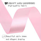 Pink Solid Satin Ribbon 1 Inch 25 Yards Solid Polyester Fabric Ribbon for Gift Wrapping Wedding Christmas Baby Shower Birthday Party Decoration Handmade Immortal Flower Craft