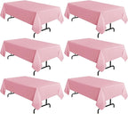 sancua 6 Pack Pink Tablecloth 60 x 102 Inch, Rectangle Table Cloth for 6 Feet Tables - Stain and Wrinkle Resistant Washable Polyester Table Cover for Dining Tables, Buffet Parties and Camping
