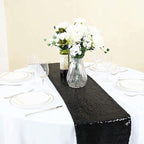 Eternal Beauty Black Table Runner for Wedding, 5PCS-12x108 Sequin Table Runner Decorations for Birthday Parties, Banquets, Graduations,Christmas