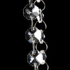 JOIKIT 52 Feet K9 Crystal Garland Strands, 14mm Crystal Chandelier String Beads Chain Clear Octagon Prism Diamond String for Decorations, Lamp, Wedding, Lobby