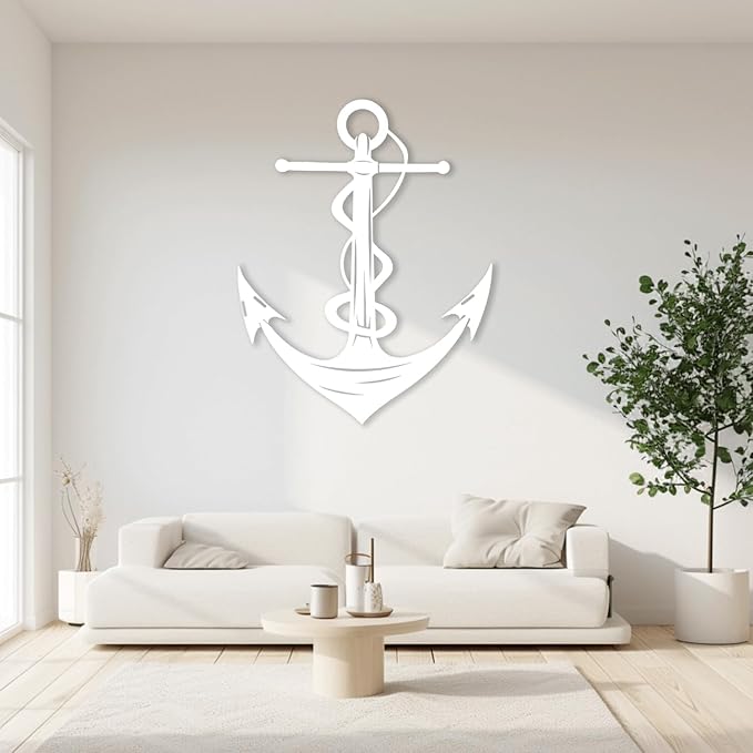 XXQ Anchor Metal Wall Decor, Anchor Metal Wall Art for Bedroom Living Room Dorm Antique Anchor Wall Decor Antique Metal Anchor Farmhouse Decor (Whhite, 28" x 41" / 70 x 105cm)