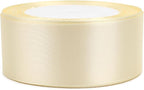 Rice White Solid Satin Ribbon 1-1/2 Inch 25 Yards Solid Polyester Fabric Ribbon for Gift Wrapping Wedding Christmas Baby Shower Birthday Party Decoration Handmade Immortal Flower Craft