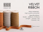 Vitalizart Fall Velvet Ribbon Set 3/8" x 15 Yd Wooden Spool Fabric Trim 3 Rolls * 5 Yd for Christmas Wreath Decoration Handmade Craft Ornaments Gift Wrapping & Bow Making