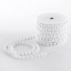 Craft String Pearls 8MM Pearl Bead, 33 Feet White Faux Pearl Garland Spool Roll Strand Wedding Party Decoration, Christmas Tree Decorations
