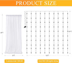 Tulle Backdrop Curtains with Lights String White 10FT X 8FT Sheer Curtain with Lights Tulle Curtains Backdrop for Wedding Birthday Party Baby Shower Photo Shoot (2 Panels 5x8FT)
