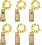 Wine Bottle Lights with Cork, Battery Operated 20 LED Cork Shape Silver Wire Colorful Fairy Mini String Lights(No Bottles) for DIY, Party, Decor, Christmas, Halloween,Wedding (6, Warm White)