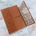 MillaSaw Bronze Fence Laser Cut Invitation Cards Pocket With Envelope For Wedding Engagement Birthday Cocktail Party 25 Sets (bronzed, 5.1"x7.1")