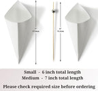 MONTX® 200-Pack Disposable Food Cones | 7" or 6" | White Food-Safe Paper Charcuterie Cones for Appetizers, Popcorn, Snacks, Confetti | Eco-Friendly Alternative to Wood Cones (6 Inch)