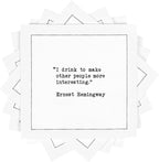 Five Star Funny White Cocktail Napkins, 50 Luxury Cotton Disposable Cocktail Party Napkins with Witty Bar Quotes, 4.5" x 4.5" for Home Bars, Game Nights, Beverages, Birthdays, Weddings & Holidays