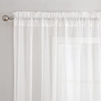 VISIONTEX White Sheer Voile Curtains, Decorative White Embossed Drip Rod Pocket Window Drapes for Home Kitchen, Living Room and Bedroom 54 x 95 Inch, Set of 2 Curtain Panels