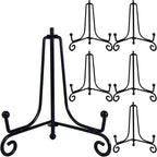 6PCS Premium Black Iron Plate Stands for Display 4 Inch, Decorative Solid Metal Plate Holders for Displaying, Mini Easel, Frame, Book, Card, Plaque, Bowl, Picture Stands for Display