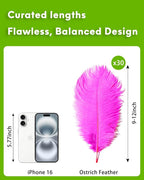 NEWONG 30pcs Hot Pink Ostrich Feathers Natural Bulk 9-12inch(23-30cm) Vase Craft Wedding Home Party Centerpieces Christmas Day Decoration
