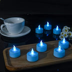 LED Tea Lights Candles- 24PACK Blue Flameless Candles Realistic and Bright Flickering Long Lasting 200Hours for Holiday Celebration,Home Decoration