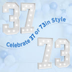 imprsv Marquee Numbers Large 37th-Birthday Decorations: 4ft Light Up Number Party Decor 37 Year Old 73rd Birthday Decoration Backdrop 73 Anniversary Cardboard Big Mosaic Balloon Frame Number 37