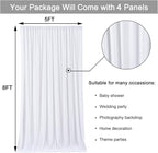 20 ft x 8 ft White Backdrop Curtain Drapes for Wedding Parties, 4 Panels 5 ft x 8 ft Wrinkle Free Polyester Photo Drapes for Birthday Party Baby Shower Backdrop Stand
